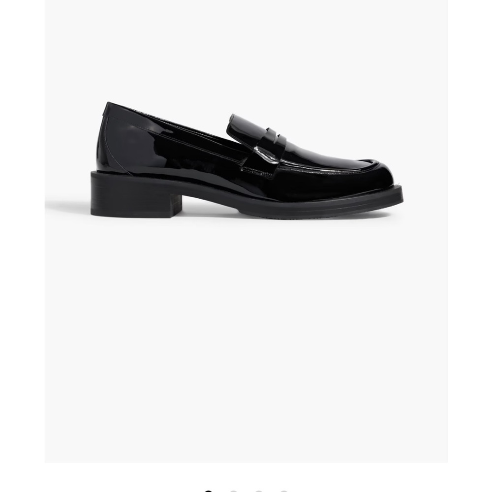 Stuart Weitzman Palmer Glossy Black Leather penny  Loafers